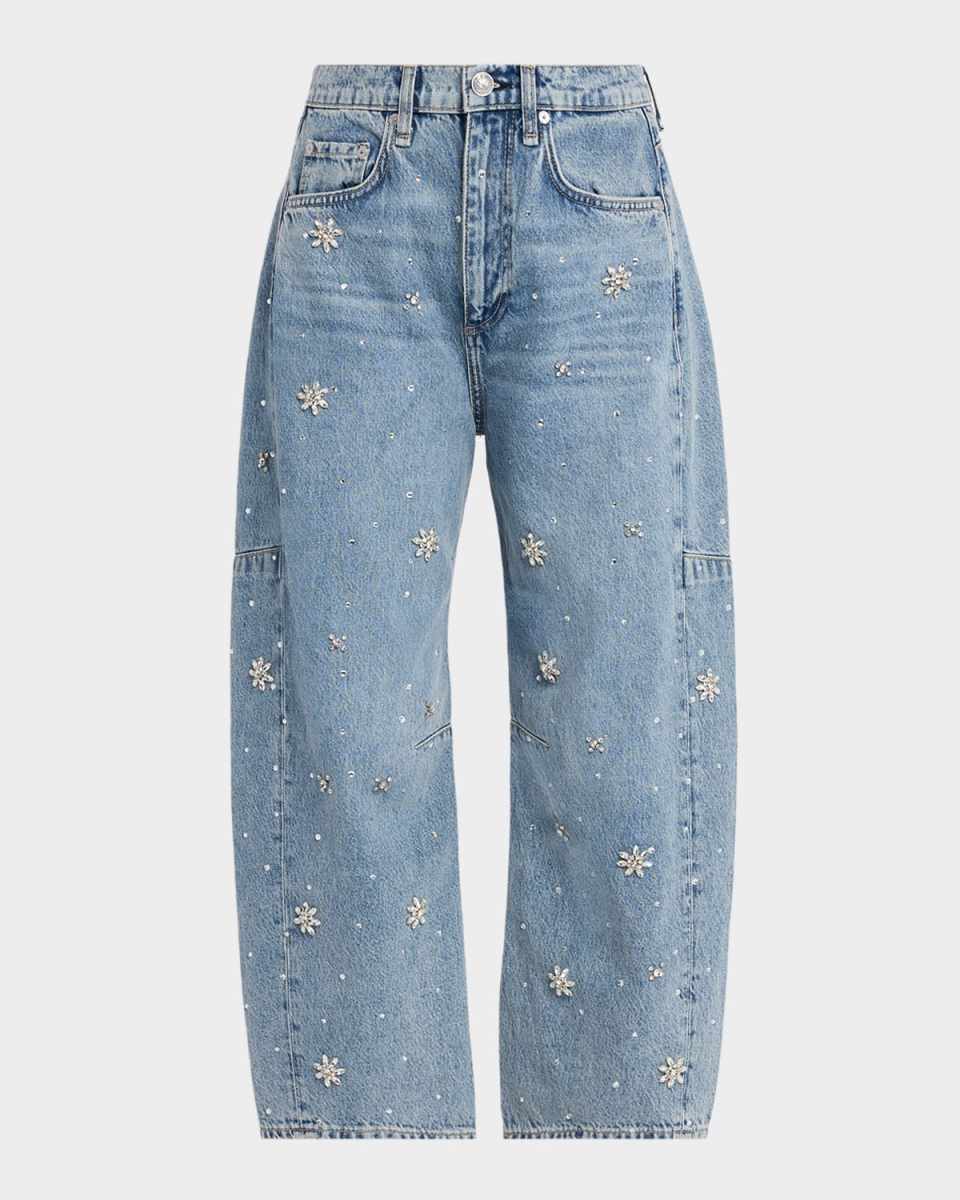 Charlie Ankle-Length Embellished Barrel Jeans